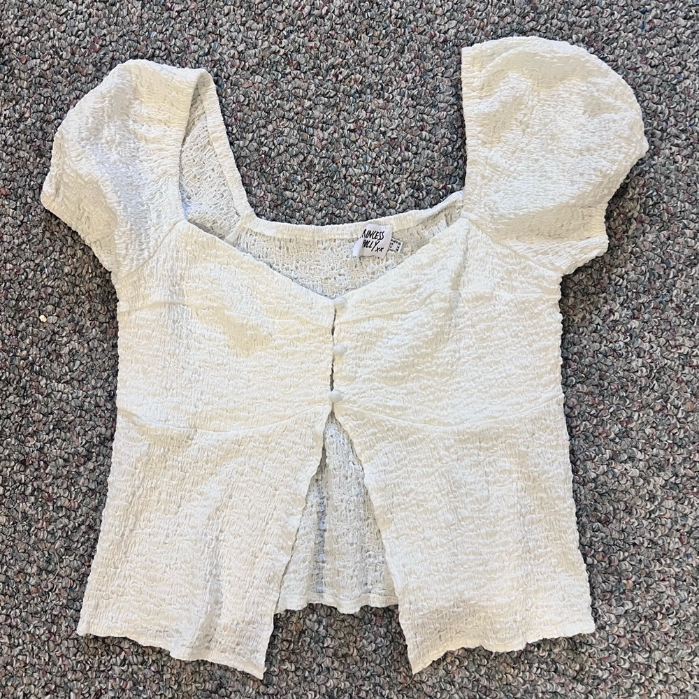Princess Polly White Puff Sleeve Top US16